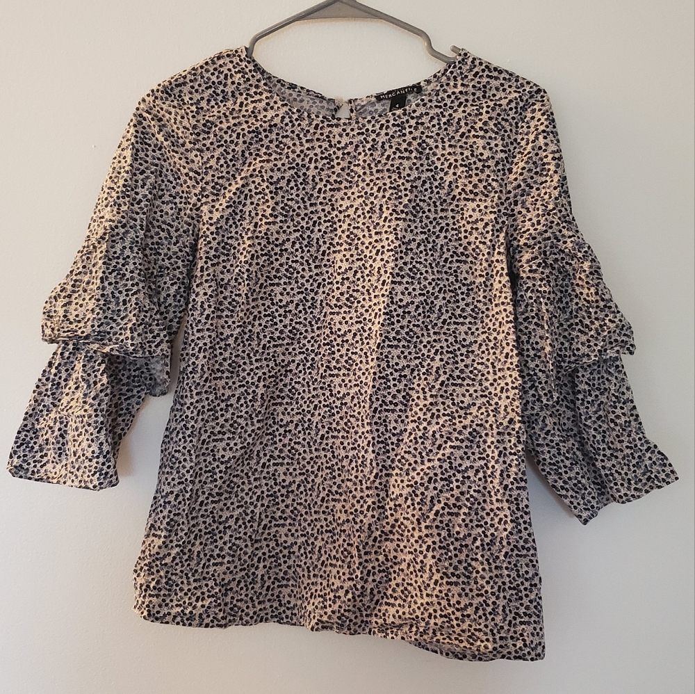 J. Crew Floral Ruffle Sleeve Top